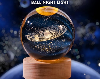 6CM-8CM 3D Solar System Crystal Ball Night Light, Galaxy Globe, 3D Planet Lamp, Astronomical Gift, Christmas, Birthday Decor Gift