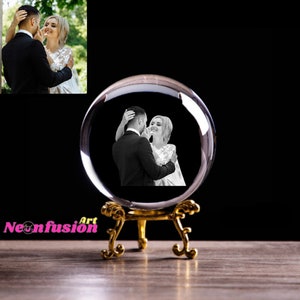 Personalized 3D Photo Crystal Ball, Photo frame Crystal Sphere, Customized Photo Globe, Birthday Gift, 1st Anniversary Gifts for her