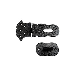 Paran" Heavy Duty Antique Cast Iron Safety Locking Hasp and Staple (6" x 1 Pack, Matte Black)