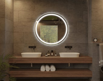 Round mirror Cloe, mirror with LED lighting, bathroom mirror round, bathroom mirror with lighting, mirror made to measure, Made in Germany