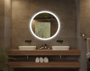 Round mirror Meris, mirror with LED lighting, round bathroom mirror, bathroom mirror with lighting, mirror made to measure