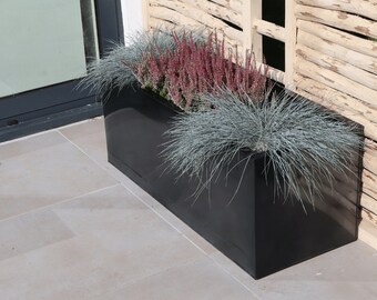 100cm Zinc Matte Black Trough Planter