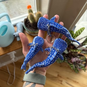 Handmade Polymer clay Whale shark keychain (large)