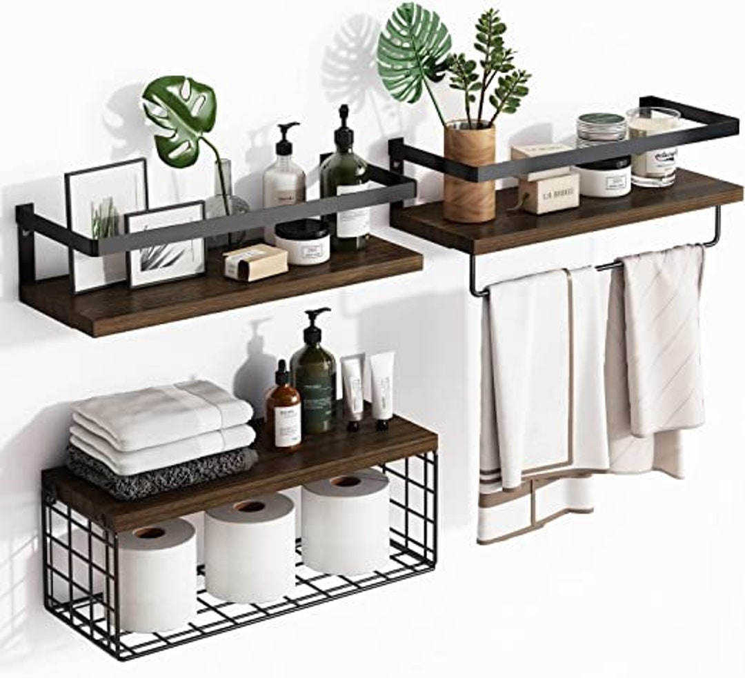 31 Tier Rustic Wood Bathroom Shelves Over Toilet With Wire Etsy