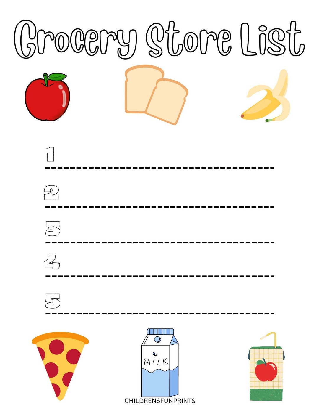 Grocery Store Printable for Kids/ Coloring Sheet / Kids List / - Etsy