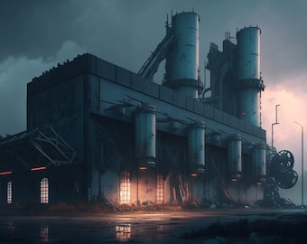 Abandoned Factory Desktop Background, Digital Download