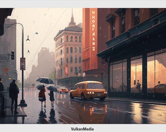 City Street Digital Desktop Wallpaper for PC and Mac - Digital Download