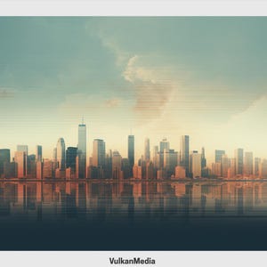 Modern Skyline Digital Desktop Wallpaper for PC and Mac - Digital Download