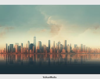 Modern Skyline Digital Desktop Wallpaper for PC and Mac - Digital Download