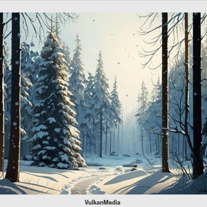 Winter Forest Digital Desktop Wallpaper for PC and Mac - Digital Download
