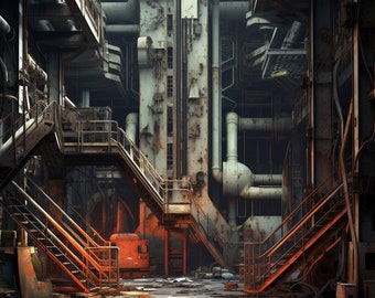 Rustic Factory Mobile Background, Digital Download