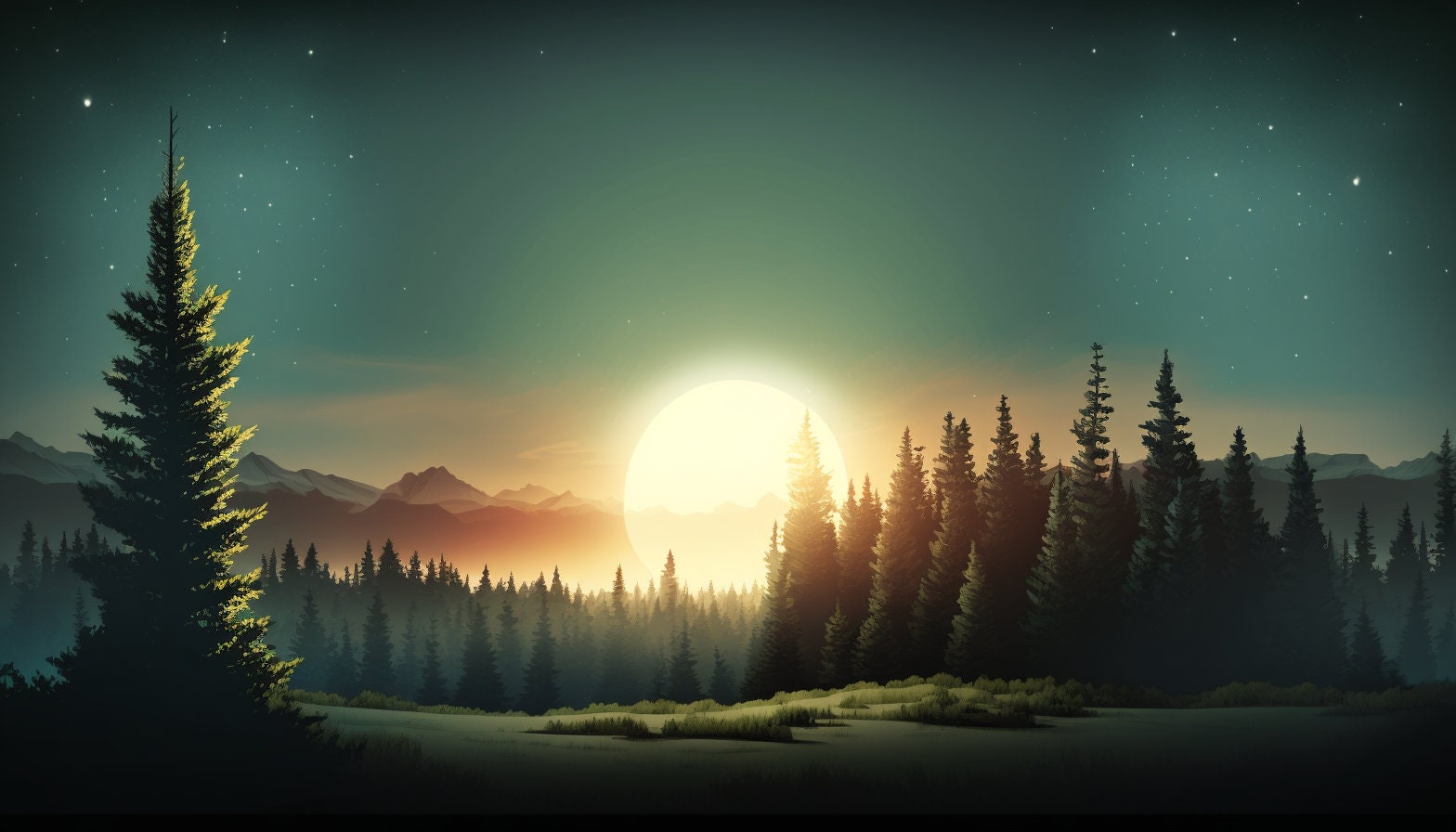 Forest Sunset Desktop Background, Digital Download - Etsy