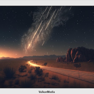 Meteor Shower Digital Desktop Wallpaper for PC and Mac - Digital Download
