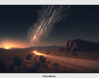 Meteor Shower Digital Desktop Wallpaper for PC and Mac - Digital Download