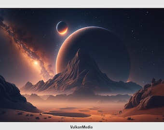 Mountain Moons Digital Desktop Wallpaper for PC and Mac - Digital Download