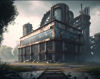 Ruined Factory Desktop Background, Digital Download