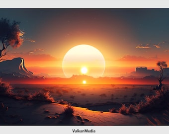 Desert Sunrise Digital Desktop Wallpaper for PC and Mac - Digital Download