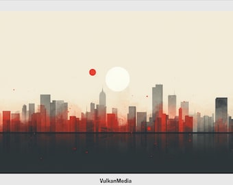 Splattered Skyline Digital Desktop Wallpaper for PC and Mac - Digital Download