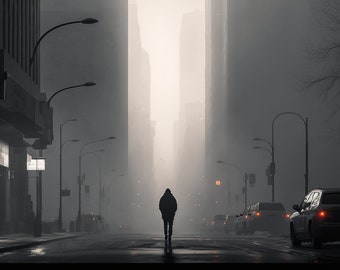 Gloomy City Street Desktop Background, Digital Download