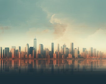 Modern Skyline Desktop Background, Digital Download