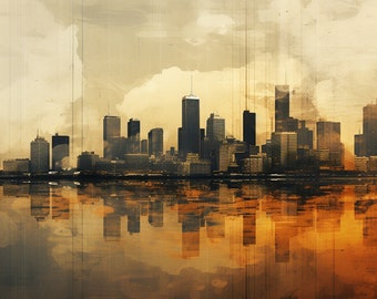 Rustic Skyline Desktop Background, Digital Download