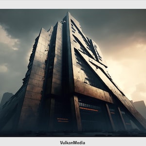 Crumbling Skyscraper Digital Desktop Wallpaper for PC and Mac - Digital Download