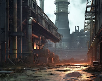 Abandoned Factory Mobile Background, Digital Download