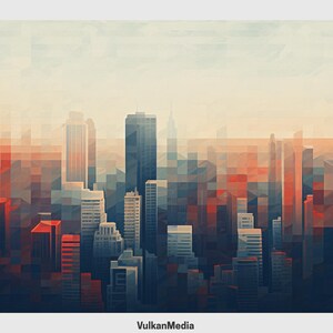 Arial Skyline Digital Desktop Wallpaper for PC and Mac - Digital Download