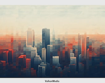 Arial Skyline Digital Desktop Wallpaper for PC and Mac - Digital Download