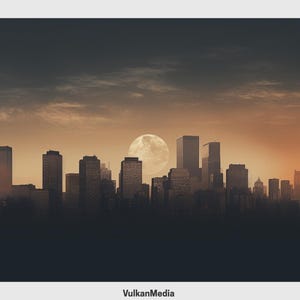 Moonlight Skyline Digital Desktop Wallpaper for PC and Mac - Digital Download