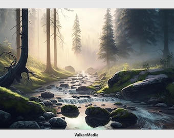 Rapid River Digital Desktop Wallpaper for PC and Mac - Digital Download