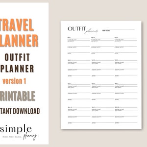 Outfitplanner Afdrukbaar l Reisoutfitplanner l Dagelijkse outfitplanner l Kofferplanning l Outfitplanner voor zaken of vrije tijd l Verpakking