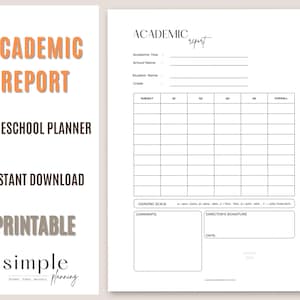 Informe académico imprimible l Planificador de educación en casa l Boletín de calificaciones de educación en casa l Informe de progreso escolar l Registro de registros l Planificador del maestro l PDF