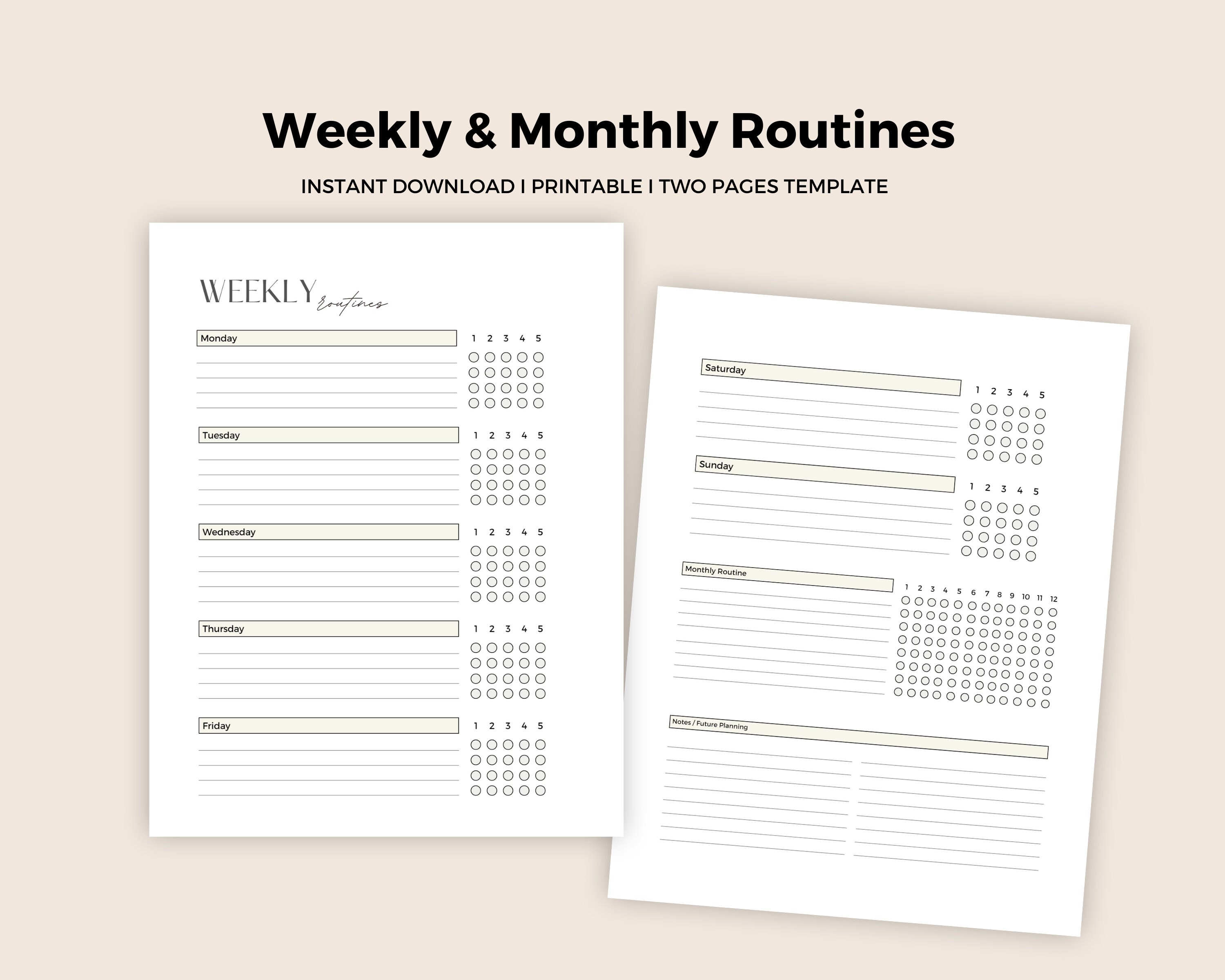 Daily Routine Tracker, Weekly and Monthly Routines Printable, Routine ...