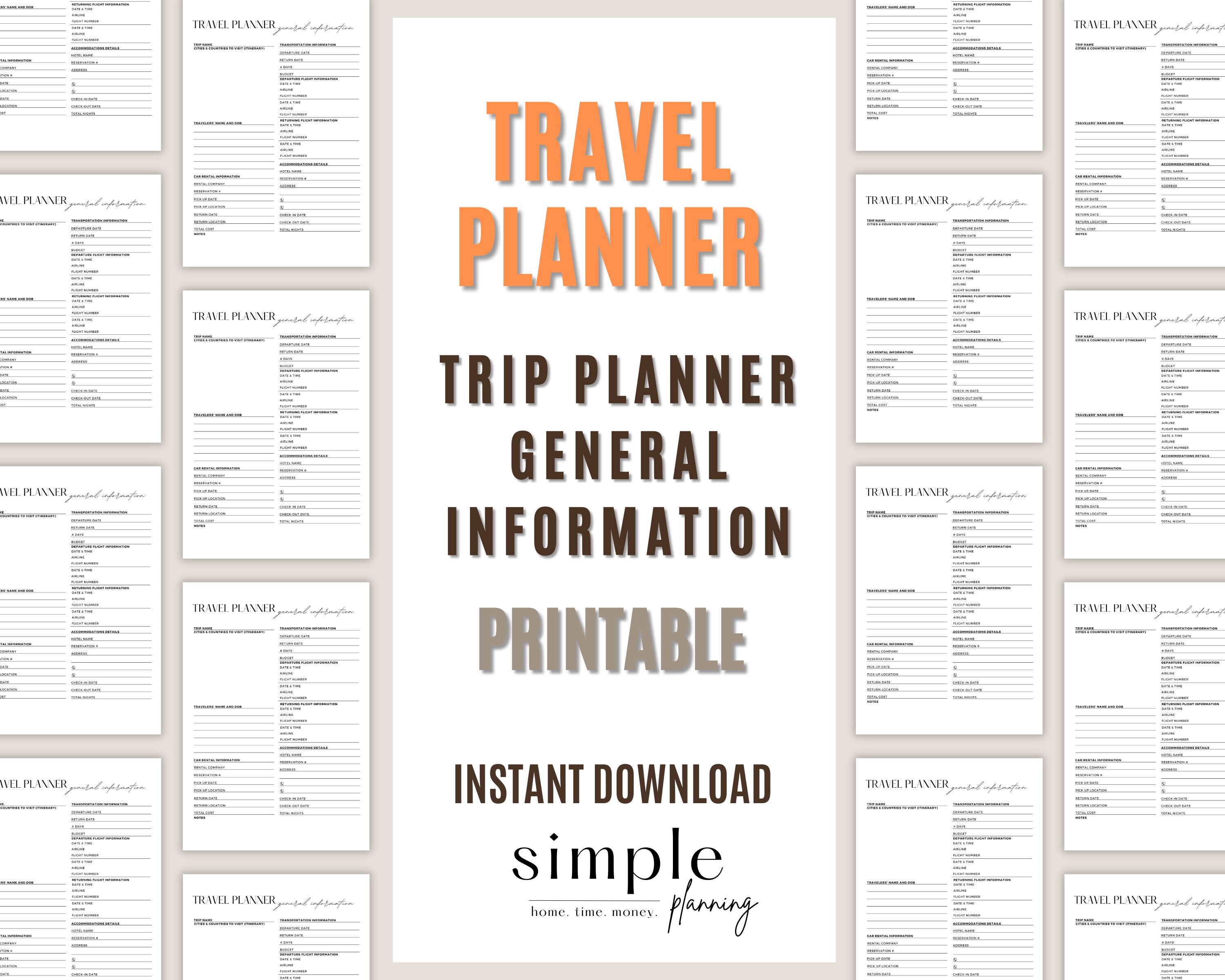 Trip General Information Printable L Flight Information L Car Rental