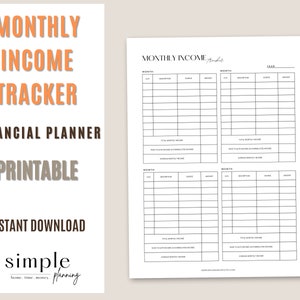 Income Tracker Printable l Budget Planner l Income Planner l Financial Planner l Financial Planning l Tax Planning l Balance Sheet l PDF