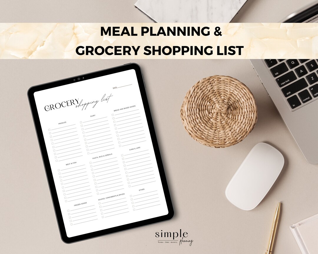 Weekly Meal Planner Printable: Food Diary & Grocery List (PDF Download ...