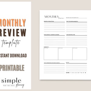 Monthly Review I Weekly Review I Daily Review I PDF I Life Planner I Daily, Weekly or Monthly Reflection I Personal Planner I Printable