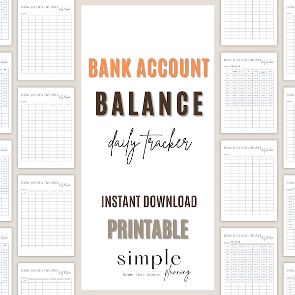 Bank Account Balance Daily Tracker | Checking and Savings Account Tracker | Account Balance Tracker | Finance Binder | Financial Planner