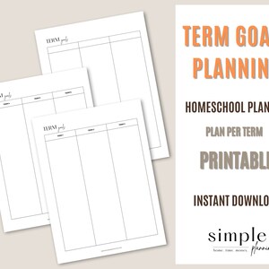Homeschool Planner l Term Goals Planning Printable l Term Goals Planning l Homeschool Term Schedule l  PDF