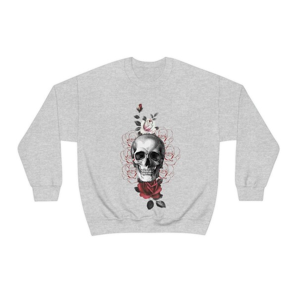 Skull Unisex Heavy Blend Crewneck Sweatshirt /Sweat-shirt "tête de mort" unisexe à col ras du cou en mélange épais