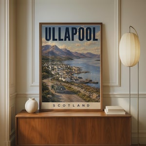 Ullapool Scotland Travel Poster – Vintage Highland Village Art