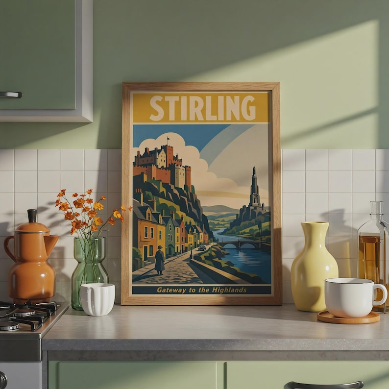 Stirling Poster Print – Vintage Retro Travel Art – Scotland Wall Decor ...