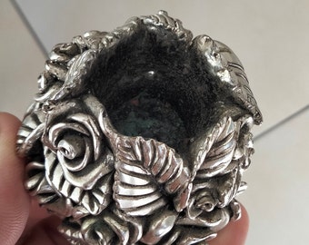 portacandele vintage zilver met decorazione di fiori