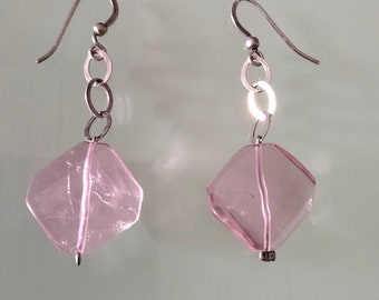 orecchini al quarzo rosa sterling argento