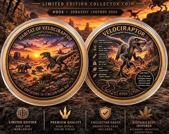Velociraptor Utmaningsmynt – Begränsad upplaga Jurassic Legends Samlarmynt