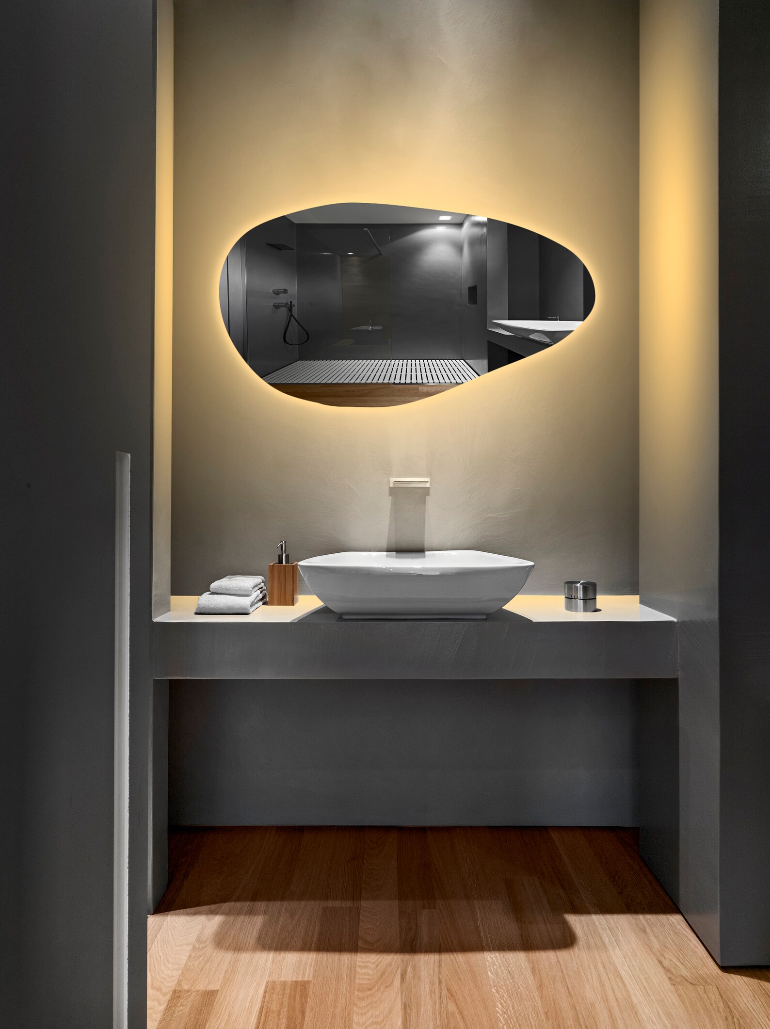 Led Lighted Full Length Mirror Wavy Illuminated Mirror Large Etsy