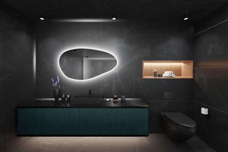 Led Lighted Full Length Mirror Wavy Illuminated Mirror Large Etsy