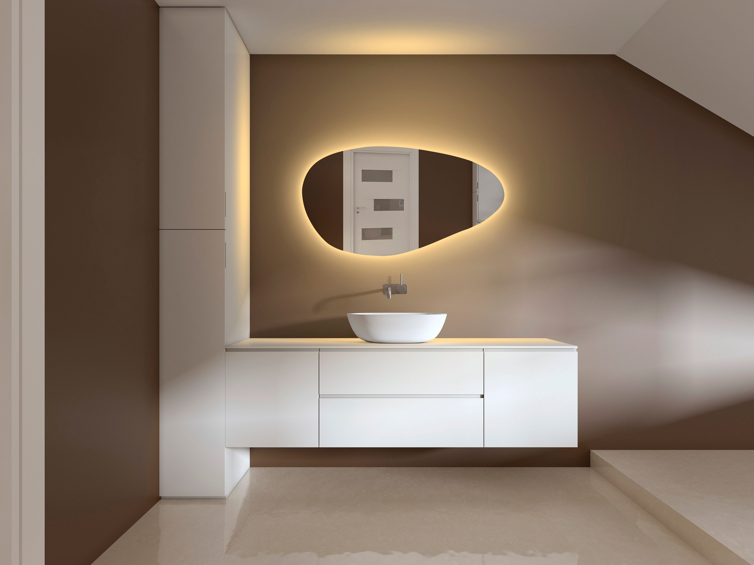 Led Lighted Full Length Mirror Wavy Illuminated Mirror Large Etsy