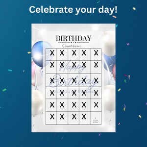 Birthday Countdown Calendar Instant Download Printable PDF, Milestone ...